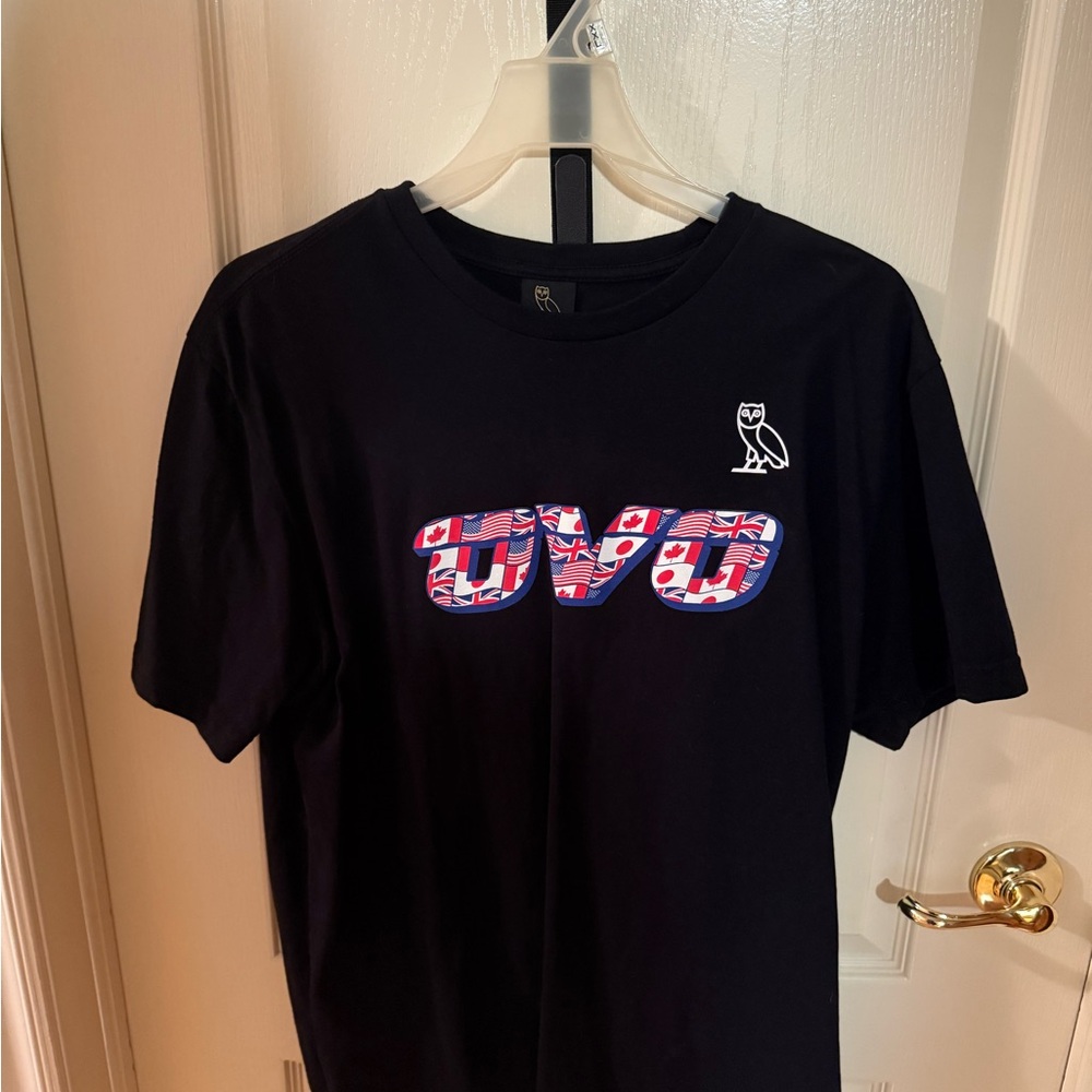 OVO Black Tee with Union Jack Logo